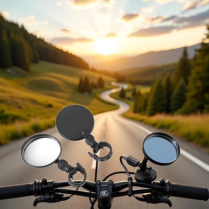 2Pcs Black Adjustable Rear View Mirror for Bikes, Universal Rearview Mirror for Handlebars, Wide Angle Acrylic Convex Mirrors for Safe Adult Bikes/Road/Mountain Bike Accessories