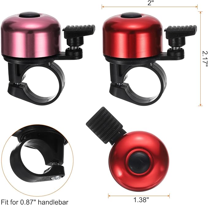 HARFINGTON Bike Bell Mini Bicycle Bell with Loud Crisp Clear Sound Bike Ring Bell Aluminum Bike Accessories
