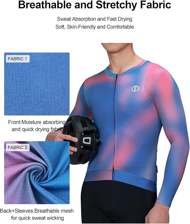 INBIKE Men's Cycling Bike Jersey Long Sleeve,Moisture Wicking, Breathable, Quick Dry Road Bike Jerseys
