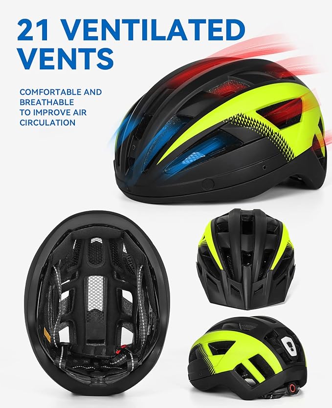Adult Bike Helmet with Visor and Goggles for Men Women Mountain Road Bicycle Helmet Rechargeable Rear Light Cycling Helmet