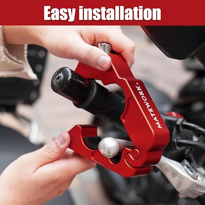 Motorcycle Lock Anti Theft Heavy Duty, Motorcycle Handlebar & Brake Lock with Helmet Lock, Bike Lock, Universal for All Bike Motorcycle Red