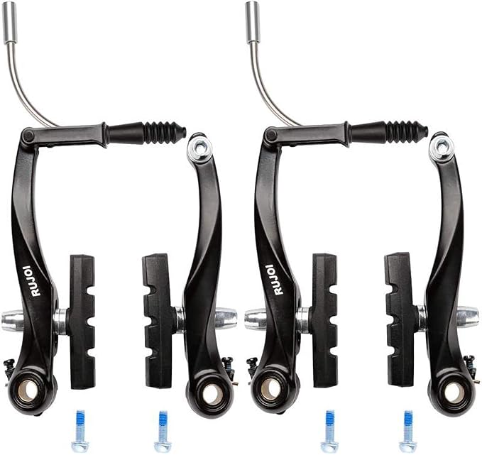 RUJOI Bike Brakes Set,Mountain Bike V Brakes Type,V-Brake Replacement Set for MTB, Road Bike,BMX,E Bike Black (2 Pack)…