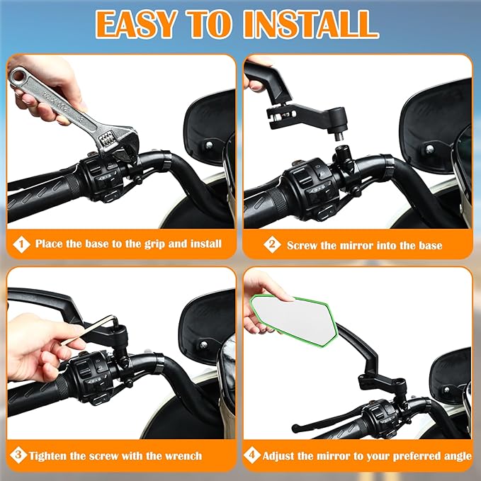 Hestya 1 Pair Handlebar Bike Mirror 360° Rotatable and Adjustable Universal Fit Rearview Bicycle Mirrors Glass Lens Safe Cycling Accessories for Scooter, E-bikes, Mountain Bikes, Road Bicycles