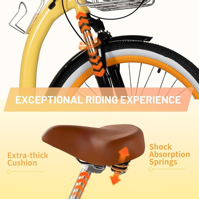 26'' Electric Bike, Peak 1000W Motor 28MPH, 48V 16AH Removable Battery 85Miles, Step Thru City Cruiser Ebike, Lightweight Commuter E-Bike with Aluminum Frame,7-Speed, Full Suspension