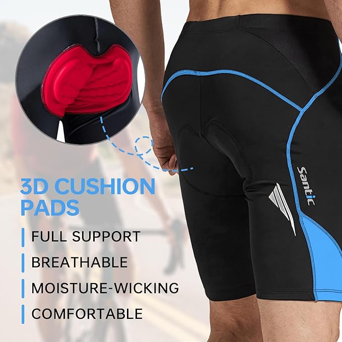 Santic Men's Cycling Shorts Padded Bicycle Riding Pants Bike Biking Clothes Cycle Wear Tights