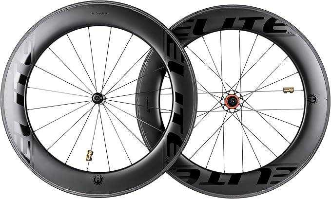 ELITEWHEELS 700c Road Bike Carbon Wheels Bicycle Wheelset Tubular Clincher Tubeless Cycling High TG Brake Surface Taiwan Big Frange Straight Pull 20-24 Hole Hub and Pillar 1423 Spokes