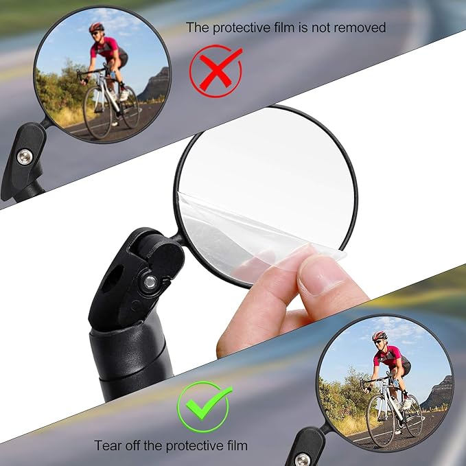 2 Pack Bicycle Rearview Mirror Bike Bar End Mirror Adjustable Bending Handlebar Bike Mirror Rotatable HD Bike Wide Angle Acrylic Convex Mirrors for Mountain Road Bicycle Moped Cycling
