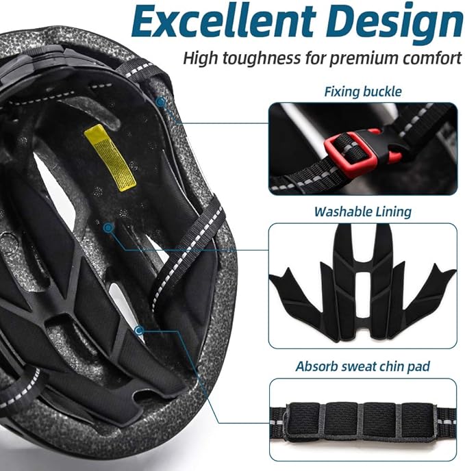 EASTINEAR Adults Bike Helmet Magnetic Goggle Cycling Helmet with USB Rechargeable Taillight for Men Women Mountain & Road Bicycle Helmet Magnetic Shield