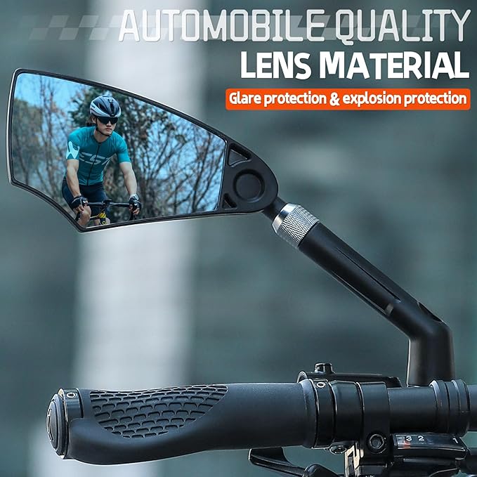 WEST BIKING Anti-Glare Handlebar Bike Mirror - Bike Rear View Mirror With Retractable & 360 ° Adjustable Lens, Foldable Bicycle Mirror For 20-23mm Handlebar（left）