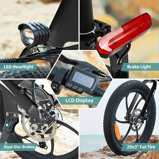 Axiniu 20" Folding Electric Bike丨850W Electric Bikes for Adults丨48V 13Ah Portable Battery丨48.5Lbs Lightweight Folding E-Bike丨60 Miles Range丨25mph Speed - Class 2 Fat TIre Ebike