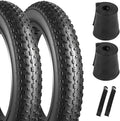 2 Pack 20x4.0 Fat Tire and Tubes Set, Folding 100-406/20 x 4 Fat Tire for Ebike, 20 Inch Fat Bike Tires with AV Valve Inner Tubes, All Terrain Electric Bike Tires for Snow, Sand, Street