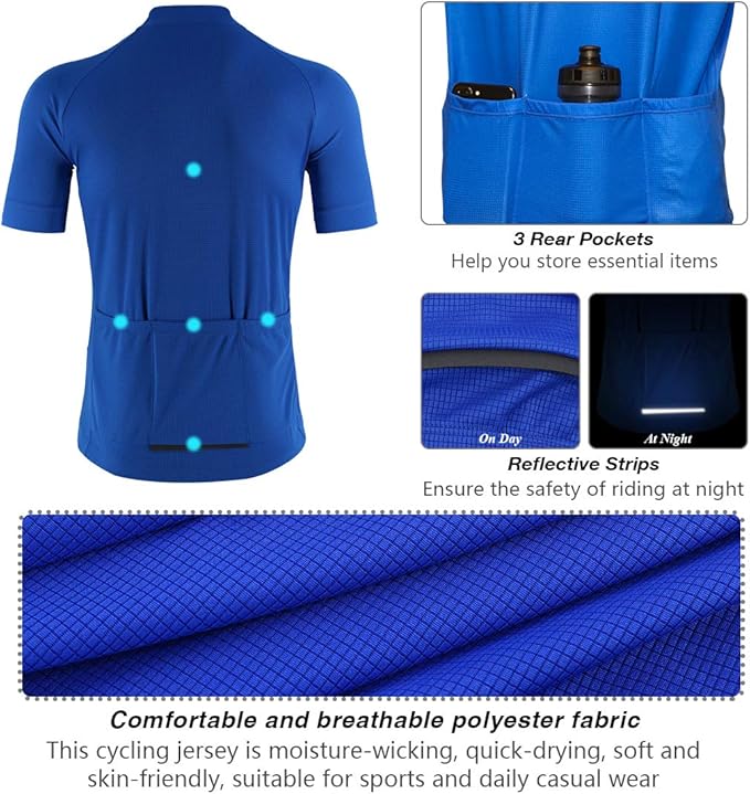 CATENA Men's Cycling Jersey Short Sleeve Shirt Running Top Moisture Wicking Workout Sports T-Shirt