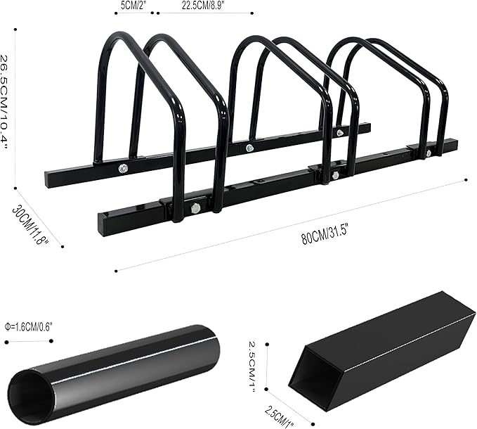 XINYI Bike Rack Floor, Bike Stand Garage, Indoor/Outdoor Bike Rack Garage,22-28" Wheel Stand, Max. Tire Width 2.1", Front/back Bike Stand For Mountain, Road and Kids Bikes for 3 Bikes