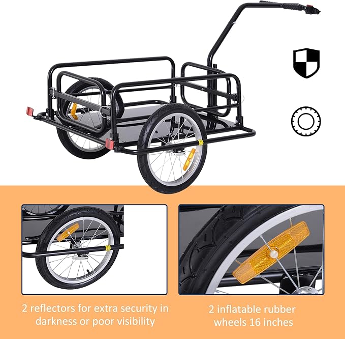Bike Cargo Trailer, Bicycle Trailer, 88 lbs Load Capacity, Heavy-Duty Bicycle Wagon Cart w/16 Wheels, Foldable Compact Storage with Universal Hitch