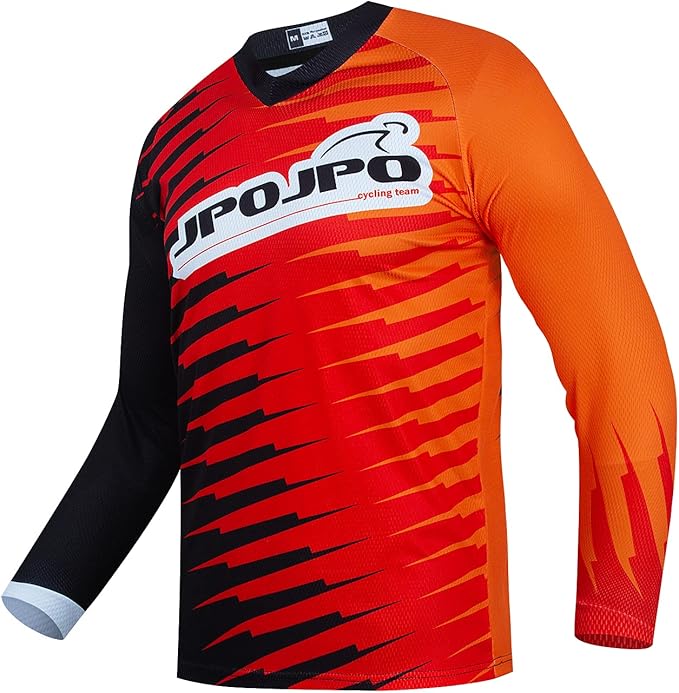 JPOJPO Men's Mountain Bike Jersey Long Sleeve MTB Off-Road Racing Downhill Motocross Shirts Quick Dry&Moisture-Wicking Tops