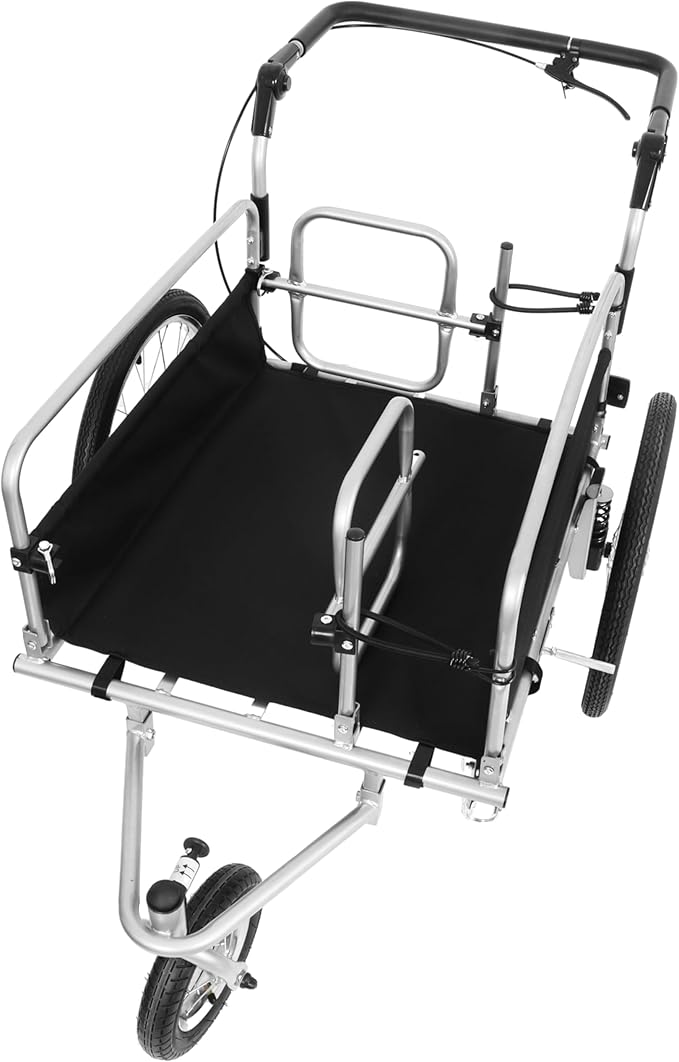 3-in-1 Heavy-Duty Bike Cargo Trailer, Bicycle Trailer– E-Bike Compatible Steel Frame, 110lb Capacity, Convertible Stroller & Pull Cart w/Suspension, 20" Wheels & Accessories