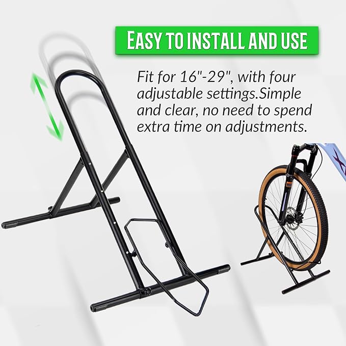 Folding Bike Floor Stand Rack, Portable Storage Bicycle Parking Rack for Garage/Home, Indoor Bike Stand Fit 16”-29” Mountain Road Bikes (2)