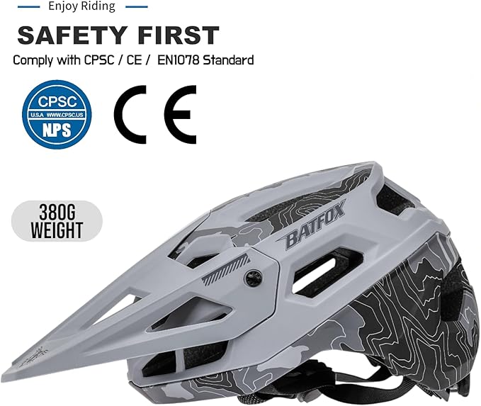 BATFOX Bike Helmet,Mountain Bike Helmet Helmets for Men Women Adults Youth