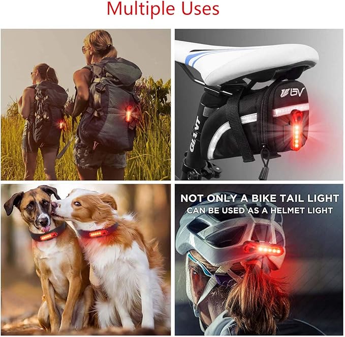 Bike Tail Light Rechargeable 2 Pack, Rear Red Bike Light for Night Riding, Back Bicycle Taillights with Great Battery Life, Easy to Install On Any Bike Trailer or Helmet