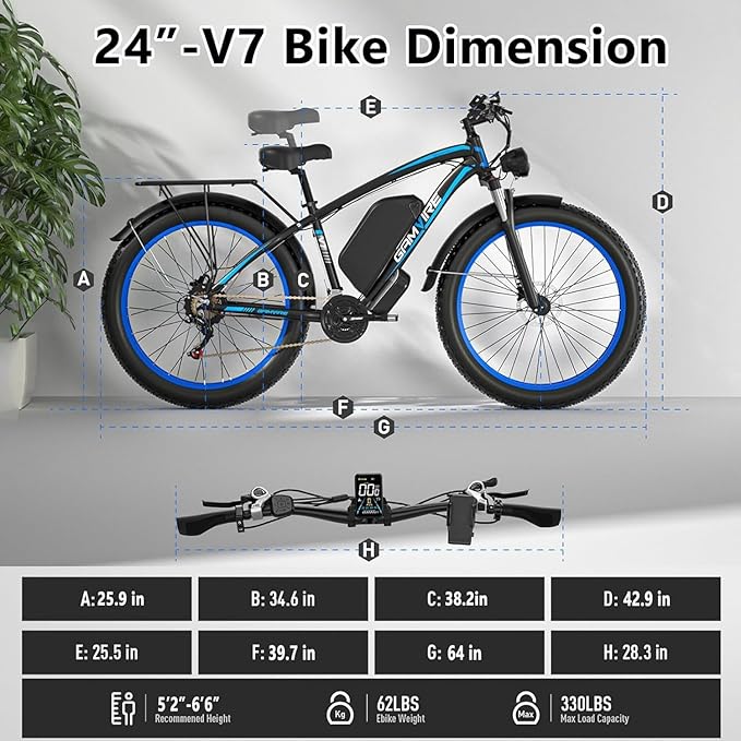 Ebike for Adults Electric, 52V 19.2Ah/32Ah, Peak 2000W/2500W E-Bike, 36/40MPH, 70 Miles/100Miles, Hydraulic Disc Brake, Off Road Snow Mountain E-Bike, 24"/26" Fat Tire Electric Bicycle UL2849 by SGS