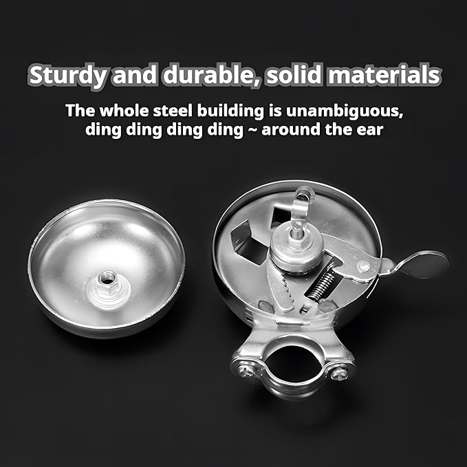 SABLUE Classic Vintage Bike Bell Cool Chrome Rotary Double-Sided Metal Handlebar Safety Cycling Retro Bicycle Tricycle Road Mountain Loud Ring Horn Crisp Clear Sound Alarm Tricycles Trike Ebike S0036