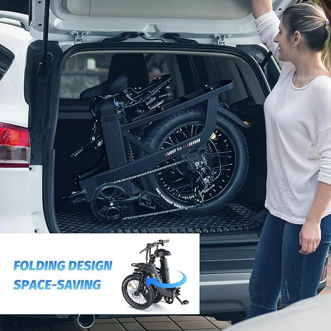 Upgraded Electric Bikes for Adults with 750W/1500W Peak Motor 20" Fat Tire E Bike with 28 MPH 90 Miles Max Range 48V Removable Battery EBike Electric Bicycle Commuter Ebikes