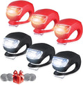 Set of 6 Bike Lights Front and Back, LED Clip-On Silicon Bicycle Lights with Waterproof Silicone Housing, Multi-Purpose Water Resistant Headlight