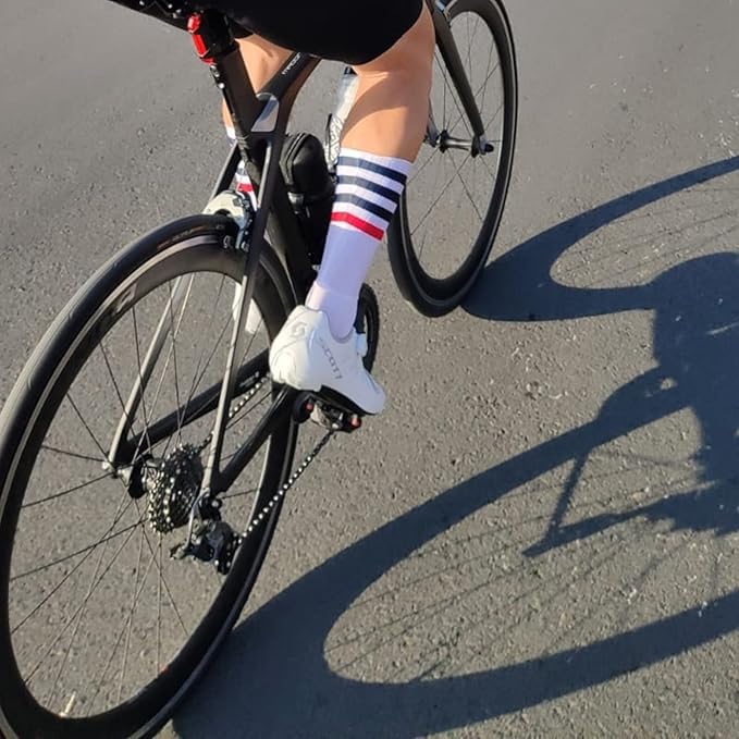 Mens Compression Socks Anti Slip Silicone Aero Socks White Line Men Bicycle Sport Running Socks