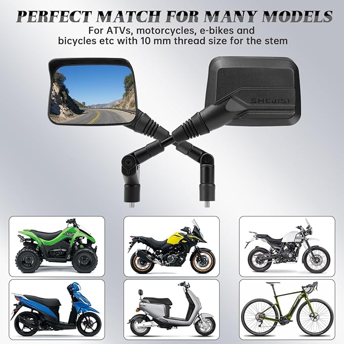 Motorcycle Mirrors,ATV Mirrors (2Pack) with Impact Resistance,Anti-glare with Rainproof,with7/8" Handlebar Mounts,Motorcycle Mirrors for Handlebars fit Suzuki,Honda,Grom,Yamaha,Kawasaki,Ducati