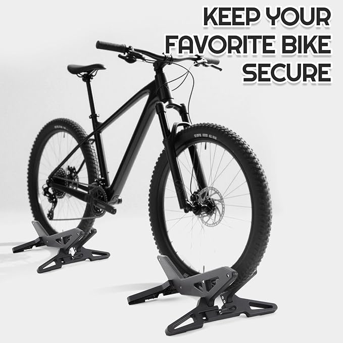 2 Pack Bike Floor Stand Adjustable Indoor Bicycle Parking Stand Fit 16-29 Wheel, Portable Bike Floor Rack for All 30-80mm Wide Tires, Mountain & Road Bicycles Indoor Outdoor Garage Storage