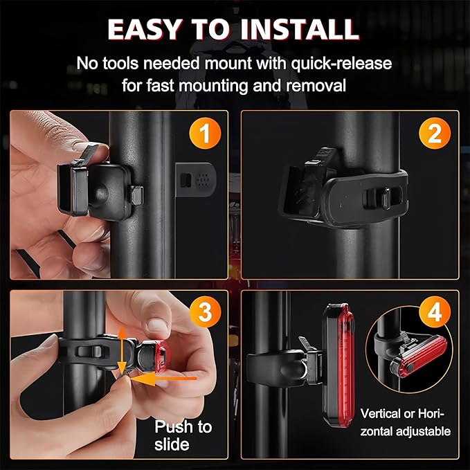 Super Bright USB Rechargeable Bike Lights Set,Waterproof Powerful Bicycle Front Headlight and Back Taillight for Night Riding, Easy to Install for Men Women Kids Road Mountain Cycling