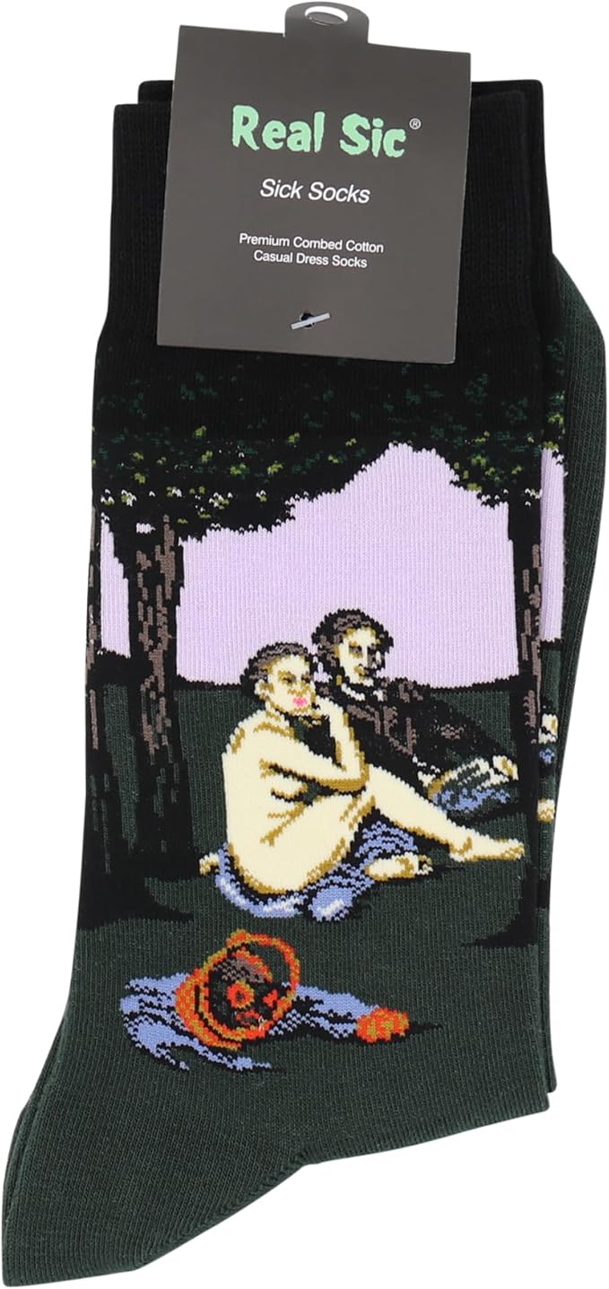 Real Sic Fun Socks for Men and Women - Cozy Cotton Dress Socks with Colorful Designs - Cool, Casual, Wacky Patterned