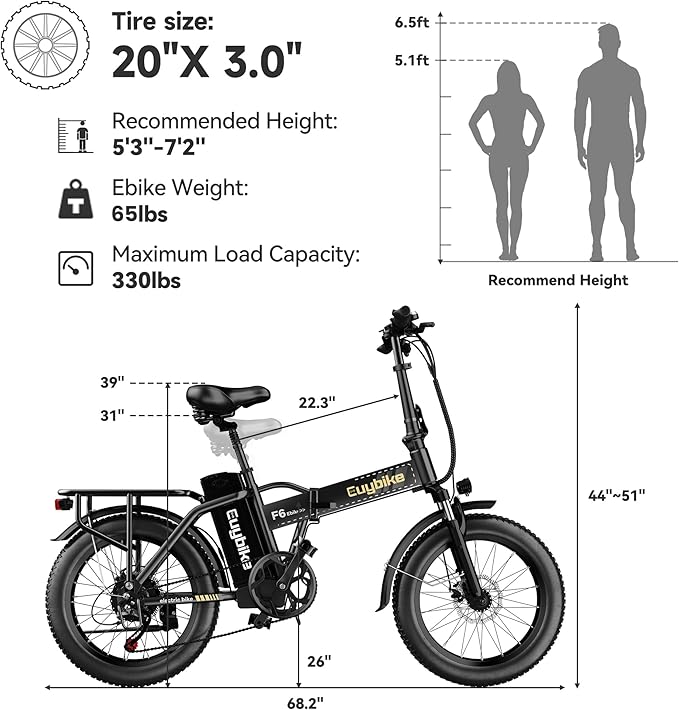 1000W Folding Electric Bike,48V 20AH Removable Battery E Bike,30+MPH,80 Miles Max Range Electric Bike for Adults,20" Fat Tire Foldable ebike,Adult Electric Bicycle for Commute Beach Snow