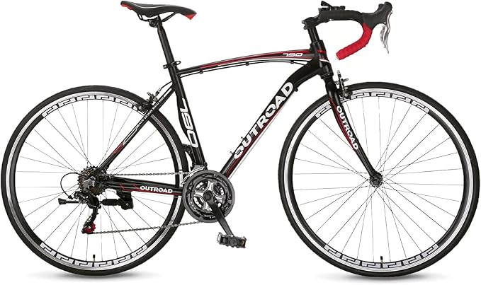 700C Wheel 21/14 Speed Road Bike with Light Weight Aluminum Alloy Frame, Commuter Bicycle with Dual Disc Brakes for Men and Women, Adult Faster Racing Bike, Red/Blue