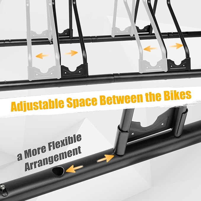 CyclingDeal Bike Rack Floor Parking Bike Stand for up to 6 Bicycles | Indoor, Home & Garage Storage Rack | Stable & Secure Bicycle Stand w/ Tire Grooves Up to 29", Holding Plates & Custom Spacing