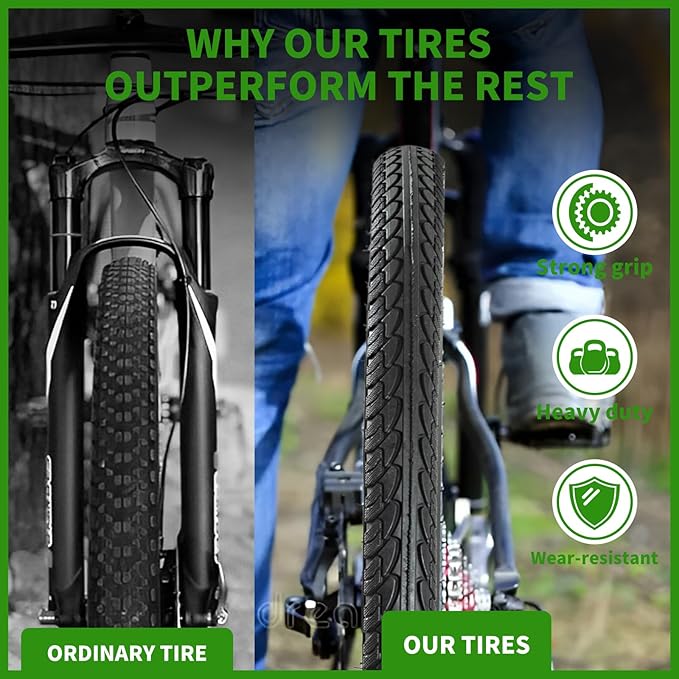 2 Pack 700x35c Road/Gravel/City Bicycle Tire Set - Black Tread | Includes 2 Tires, 2 Inner Tubes, 2 Rim Tapes & 2 Tire Levers | Complete Replacement Kit