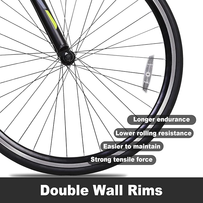 WEIZE 700C Hybrid Bike for Adults, 14 Speed Road Bike, City Commuter Bicycle with Caliper Brakes, High-Carbon Steel Racing Adult Bike, Urban Adult Bicycle for Men and Women