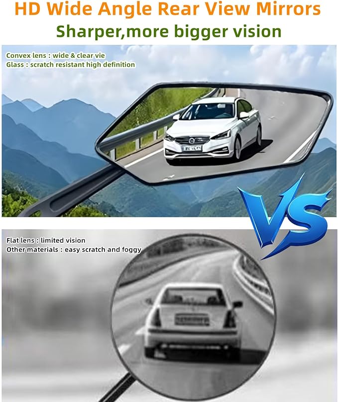 Bike Mirrors,2 Pack-Ebike Mirror,360° Adjustable and Rotatable Handlebar Mirrors,Scratch Resistant Glass Lens, Mountai Bikes,Scooter, E-bikes,Road Bikes,Bicycle Universal Fit Accessories