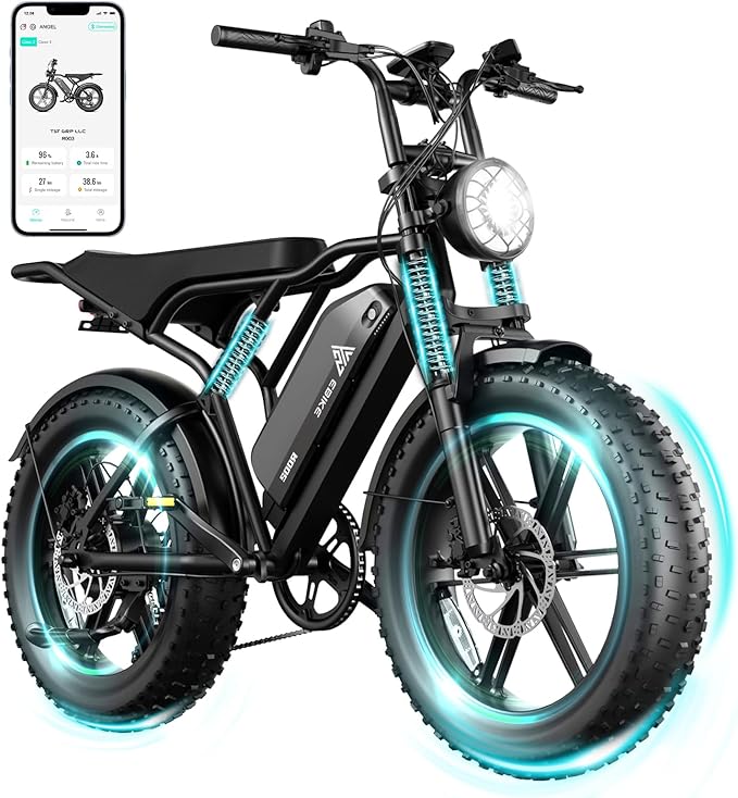 TST Electric Bike for Adults, 1500W Peak Motor 28 MPH 60/100 Miles Fat Tire Ebike with 48V 15Ah/25Ah Removable Battery 20" Electric Dirt Bike Full Suspension and 7-Speed