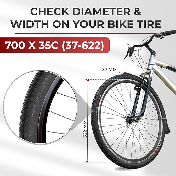 Fincci Pair 700x35c Tire 37-622 Foldable 60 TPI City Commuter Tires with Nylon Protection for Cycle Road Mountain MTB Hybrid Touring Electric Bike Bicycle - Pack of 2X 700 x 35c Tires Nave