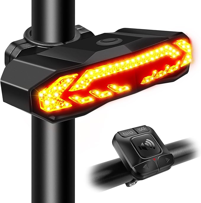 NineLeaf Bike Turn Signals, Turn Signal Kit for Ebike, Bike Turn Signals Front and Rear Auto On/Off Electric Bell Automatic Brake Light Remote Control Rear Light USB Rechargeable IP65 Waterproof