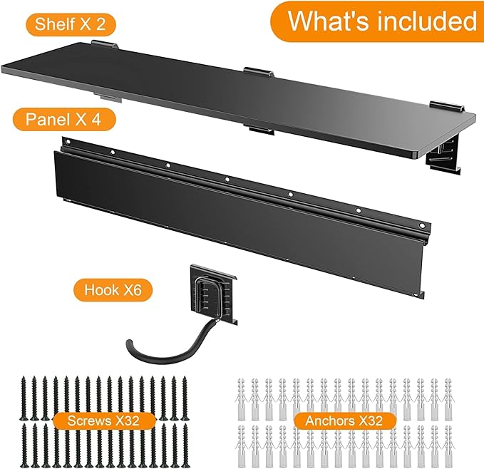 TORACK Wall Mounted Bike Storage Rack with Shelf, 6 Bikes Hangers for Garage, Space Saving Bike Rack Wall Mount, Holds Up to 600 lbs