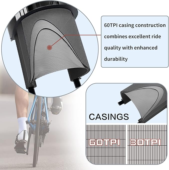 2 Pack 700x23C/25C/28C/35C/38C Bike Tires Plus Bike Inner Tubes Presta Valve 48mm or Schrader Valve 48mm Foldable Replacement Tires for Road Bicycle
