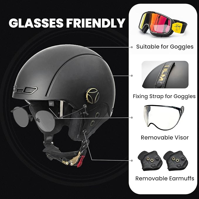 ILM Bike Helmet Adult Bicycle Ski Snowboard Helmet for Men Women with Removable Visor Earmuffs ASTM CPSC and CE Z102