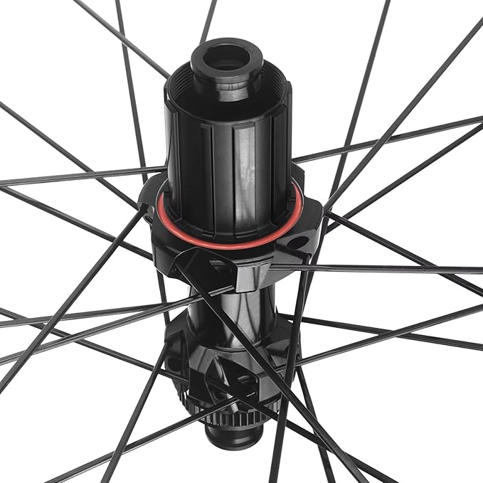 Carbon Road Bike Wheelset, 700C Bicycle Center Lock Disc Brake 6 Bolt Hub Wave Rim Wheels, for Long-Distance Riding