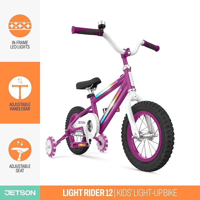 Jetson Light Rider Kids’ Light-up Unisex Bike, LED Light-up Frame, 3 Different Light Modes