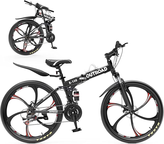 26 ich Folding Mountain Bike, 21 Speed High Carbon Steel Mountain Bike for Adults with 26 Inches Durable Tires, Front Suspension Folding Bicycle for Women and Man | 26 ich, High Carbon Steel, Durable Tires, Front Suspension, Folding Bicycle