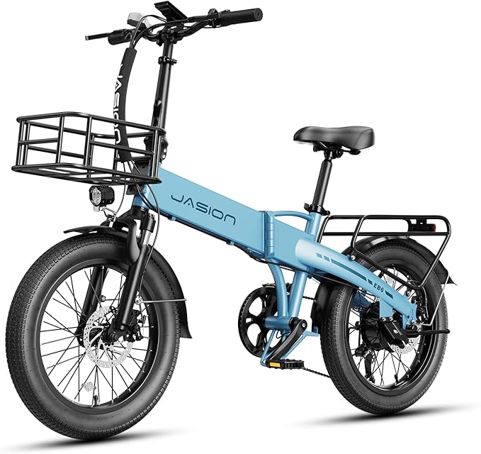 Jasion Electric Bike for Adults, 1000W Peak Motor Foldable Ebike, Aluminum 20'' Fat Tire Electric Bicycle Built-in 48V Removable Battery, EBS Commuter E Bikes up to 23 MPH & 45 Miles Max Range