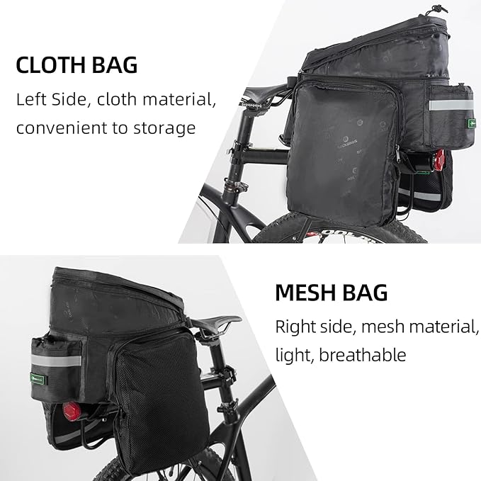 ROCKBROS Bike Trunk Bag 13L-25L Bike Rear Rack Bag Bike Cargo Rack Bag Rear Rack Carrier Bag