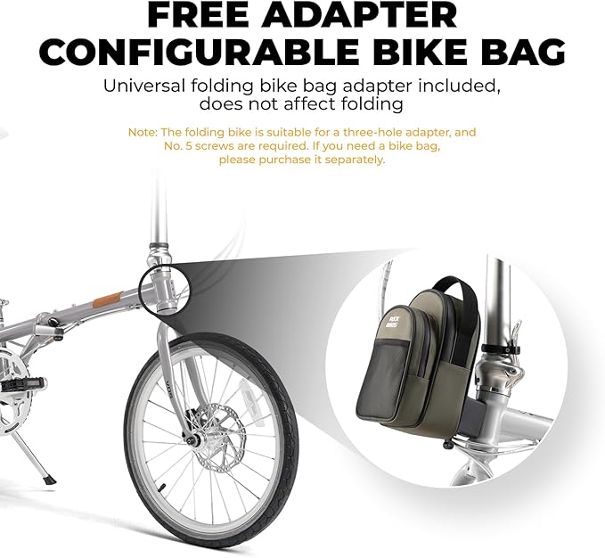 ROCKBROS VDS 20 Inch for Adults, 26lb Lightweight Foldable Bike for Women & Men, Shimano 8-Speed Adult Folding Bicycle with Disc Brakes, Portable Commuter City Bike